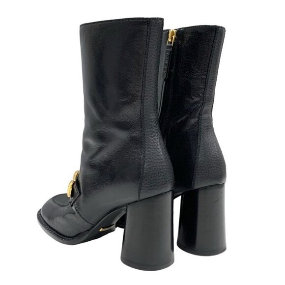 Gucci Boots Short Boots Shoes Leather Black Gold Chain Belt main image 8